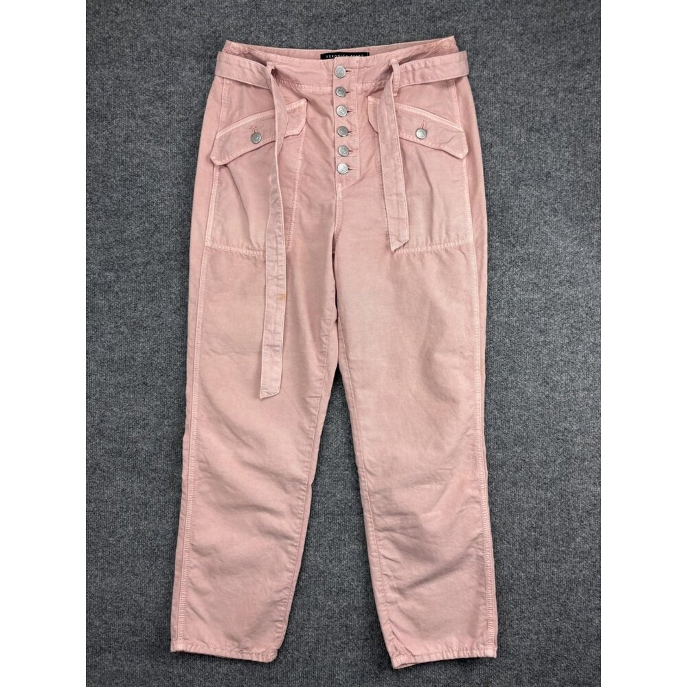 Veronica Beard Jeans Womens 29 Pink Rinley Cropped High Rise Button Fly Made USA
